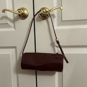 JCrew 90’s Patent Leather Burgundy Barrel Mini Bag